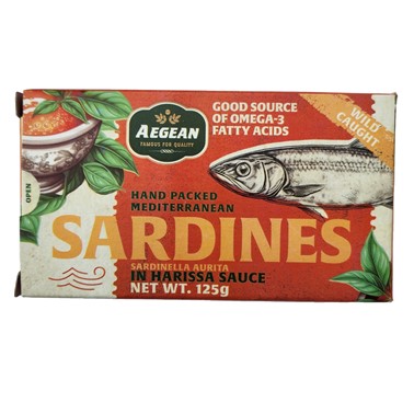 (image for) Sardines in Harissa Sauce Aegean 125gm